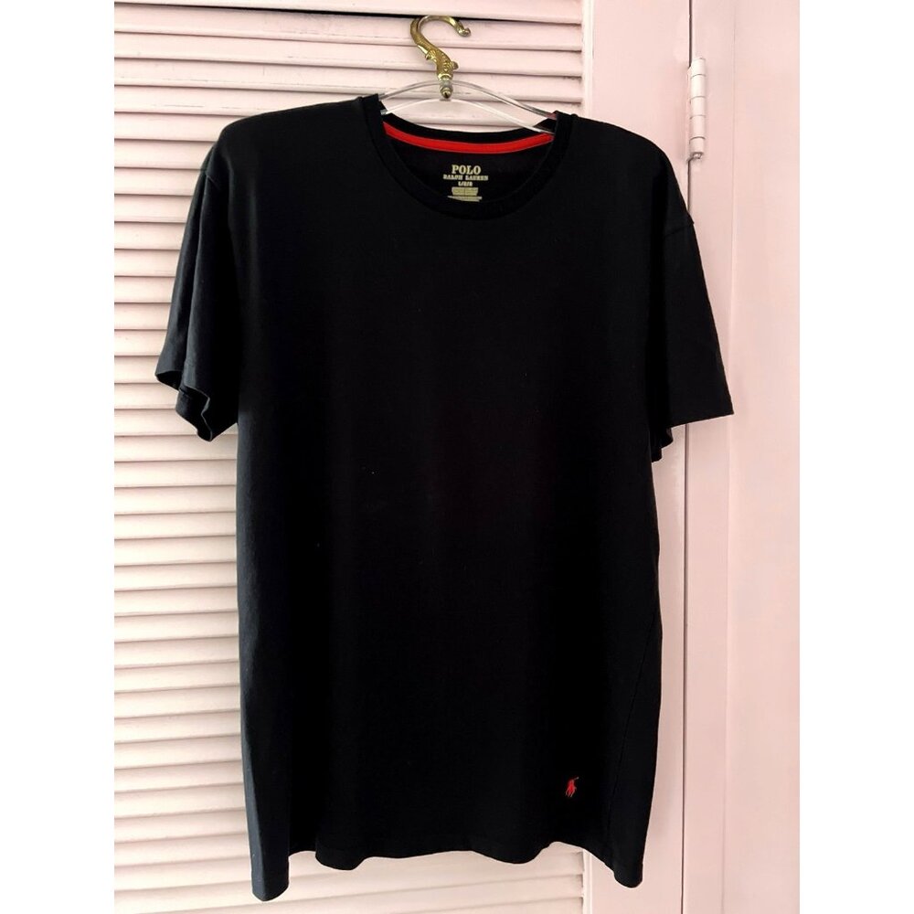 POLO RALPH LAUREN Men's L  T-Shirt Black Short Sleeve Supreme Comfort 60% Cotton
